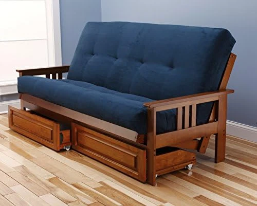 Toronto Futon Set Frame And Mattress Full Size Wood Finish W/ 8 Inch Innerspring Matt Includes Choice To Add Drawers Sofa Bed Couch Sleeper (Frame, Matt And Drawers Set, Azure) 7 Toronto Futon Set Frame And Mattress Full Size Wood Finish W/ 8 Inch Innerspring Matt Includes Choice To Add Drawers Sofa Bed Couch Sleeper (Frame, Matt And Drawers Set, Azure) - Image 7