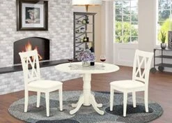 East West Furniture DLCL5-WHI-C 5Pc Dining Set Includes A Round Dinette Table With Drop Leaves And Four Double X Back Microfiber Seat Kitchen Chairs, White Finish, 5 -Songmics Furniture Shop 51OWq2etGGL. AC