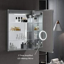 Blossom Recessed Or Surface LED Mirror Medicine Cabinet With Lights, LED Medicine Cabinet W/Defogger, Dimmer, 3X Makeup Mirror, Outlets & USB (24x32/Right Hinge/Zoom Mirror) -Songmics Furniture Shop 51Oa9aaXdQL