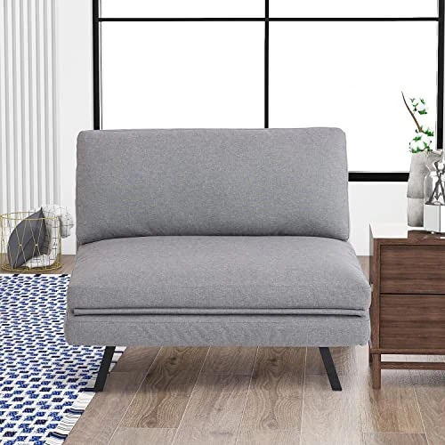 GENERIC Convertible Futon Sofa Bed 4 In 1 Multi-Function Single Floor Sleeper Chair With Adjustable Backrest For Living Apartment Dorm Grey Modern Contemporary Solid Fabric 4 GENERIC Convertible Futon Sofa Bed 4 In 1 Multi-Function Single Floor Sleeper Chair With Adjustable Backrest For Living Apartment Dorm Grey Modern Contemporary Solid Fabric - Image 4