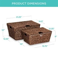 Best Choice Products Set Of 2 XL Multipurpose Classic Water Hyacinth Chests Oversized Woven Tapered Storage Basket For Organization, Laundry, Decoration W/Attached Lid, Handle Holes 11 Best Choice Products Set Of 2 XL Multipurpose Classic Water Hyacinth Chests Oversized Woven Tapered Storage Basket For Organization, Laundry, Decoration W/Attached Lid, Handle Holes -Songmics Furniture Shop 51OaPrAcIbL