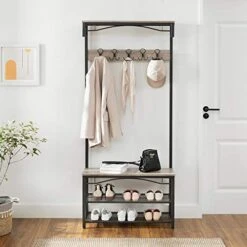 VASAGLE Shoe Bench Rack, 3-Tier Storage Shelf For Entryway Hallway Living Room, Industrial Accent Furniture With Steel Frame, 12.6 X 31.5 X 70.3 Inches, Greige 9 VASAGLE Shoe Bench Rack, 3-Tier Storage Shelf For Entryway Hallway Living Room, Industrial Accent Furniture With Steel Frame, 12.6 X 31.5 X 70.3 Inches, Greige -Songmics Furniture Shop 51OaRT7CErL