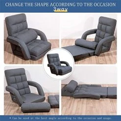 FLOGUOR Indoor Floor Gaming Chairs For Adults With Back Support,Chaise Lounge, 42-Position Folding Lazy Sofa With Pillow For Living Room, Bedroom, Balcony(Grey) 8803GR 13 FLOGUOR Indoor Floor Gaming Chairs For Adults With Back Support,Chaise Lounge, 42-Position Folding Lazy Sofa With Pillow For Living Room, Bedroom, Balcony(Grey) 8803GR -Songmics Furniture Shop 51Ob4c8tYIL