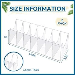 2 Pieces Belt Organizer Acrylic Belt Storage Holder 7 Compartments Display Case Belt Container Holder For Closet And Drawer, Purse Tie Jewelry Watch Bracelets Makeup Storage Holder Accessories