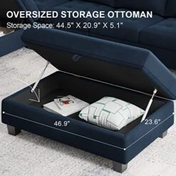 Belffin Velvet Convertible 4-Seat Sectional Sofa With Reversible Chaise L Shaped Sofa Couch Furniture Sets Sectional Couch With Storage Ottoman Blue -Songmics Furniture Shop 51OcaR29v5L