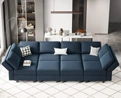 Belffin Modular Velvet Sectional Sofa With Chaise Lounge Sectional Sleeper Sofa With Storage Chaise Sofa Bed Couch For Living Room Blue… -Songmics Furniture Shop 51OiljVHJ2L. AC