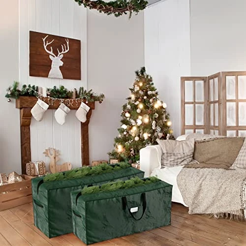 2-Piece Christmas Decorations Storage Set - Green Poly Waterproof Bags Hold Up To 17-Foot Disassembled Christmas Trees And Holiday Decor By Elf Stor 5 2-Piece Christmas Decorations Storage Set - Green Poly Waterproof Bags Hold Up To 17-Foot Disassembled Christmas Trees And Holiday Decor By Elf Stor - Image 5