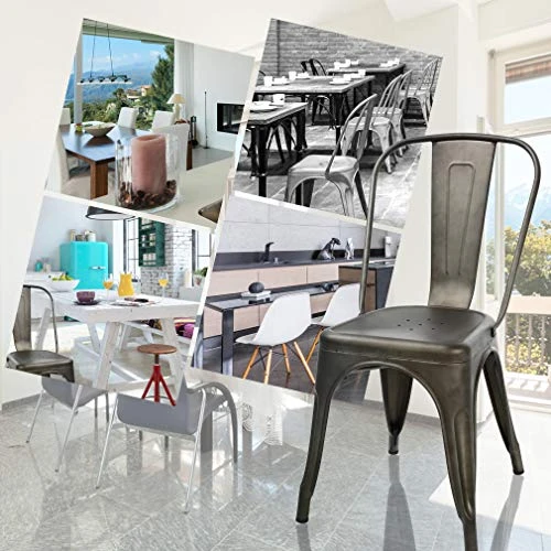 Metal Dining Chairs Indoor-Outdoor Stackable Chic Restaurant Side Bistro Chair Set Of 4, 18 Inch Seat Height, 330LBS Weight Capacity Cafe Tolix Kitchen Farmhouse Pub Trattoria Industrial Bar Chairs 6 Metal Dining Chairs Indoor-Outdoor Stackable Chic Restaurant Side Bistro Chair Set Of 4, 18 Inch Seat Height, 330LBS Weight Capacity Cafe Tolix Kitchen Farmhouse Pub Trattoria Industrial Bar Chairs - Image 6