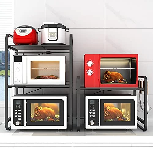 Microwave Oven Rack Microwave Oven Rack Adjustable Microwave Shelf Stand Kitchen Counter Top Organizer 2-Tier With 4 Hooks Stainless Steel Kitchen Storage Rack 4 Microwave Oven Rack Microwave Oven Rack Adjustable Microwave Shelf Stand Kitchen Counter Top Organizer 2-Tier With 4 Hooks Stainless Steel Kitchen Storage Rack - Image 4