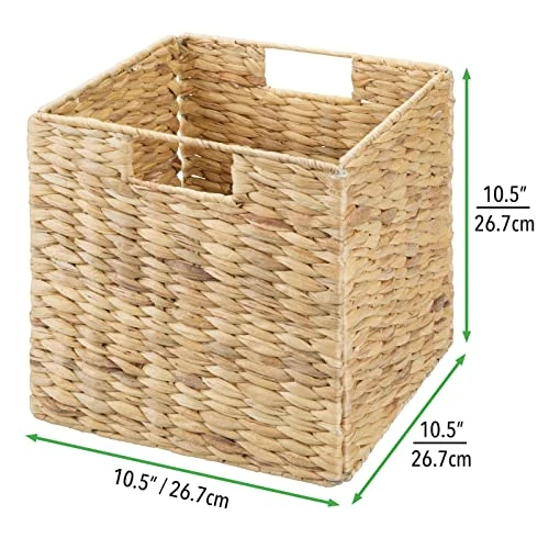 MDesign Natural Woven Hyacinth Cube Organizer Basket With Handles, Storage For Bathroom, Laundry Room Shelf Or Nursery - Perfect For Cubby Storage Units - Hold Blankets And Books - 6 Pack, Natural/Tan 3 MDesign Natural Woven Hyacinth Cube Organizer Basket With Handles, Storage For Bathroom, Laundry Room Shelf Or Nursery - Perfect For Cubby Storage Units - Hold Blankets And Books - 6 Pack, Natural/Tan - Image 3