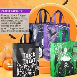 12PCS Halloween Trick Or Treat Bags,Halloween Tote Bags With Handles, Large Gift Bags, Multifunctional Non-Woven Halloween Bags For Gifts Wrapping, Trick Or Treat, Halloween Party Supplies, 15×11.8×3.9" -Songmics Furniture Shop 51OvD5tLd8L