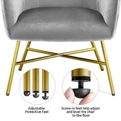 Topeakmart Modern Accent Barrel Chair Living Room Chair Velvet Accent Armchair With Metal Legs For Living Room Bedroom Home Office Grey 11 Topeakmart Modern Accent Barrel Chair Living Room Chair Velvet Accent Armchair With Metal Legs For Living Room Bedroom Home Office Grey -Songmics Furniture Shop 51Oy4s2CGqL
