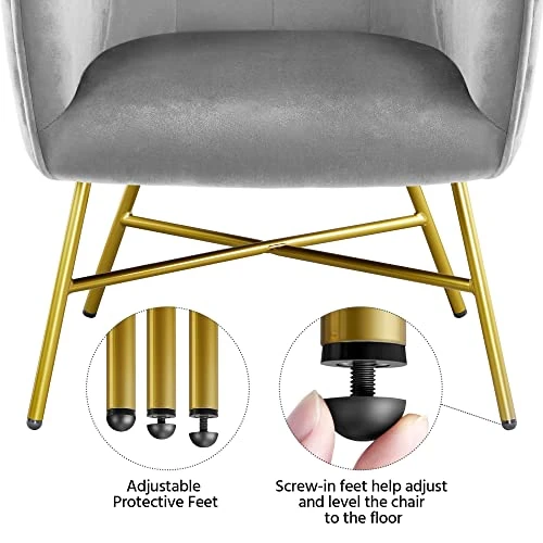 Topeakmart Modern Accent Barrel Chair Living Room Chair Velvet Accent Armchair With Metal Legs For Living Room Bedroom Home Office Grey 4 Topeakmart Modern Accent Barrel Chair Living Room Chair Velvet Accent Armchair With Metal Legs For Living Room Bedroom Home Office Grey - Image 4