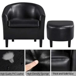 Yaheetech Lounge Chair Modern Chaise Lounge Armchair With Footstool Faux Leather Lounge Reading Chair With Footrest Black -Songmics Furniture Shop 51OzAuvFWGL