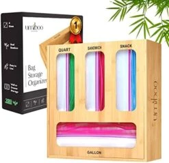 Umiboo Bamboo Ziplock Bag Organizer For Drawer | Zip Lock Bag Organizer | Ziploc Bag Organizer | Storage Bag Organizer | Sandwich Baggie Organizer For Your Kitchen Drawer | Plastic Bag Organizer -Songmics Furniture Shop 51P3js7sgcL. AC