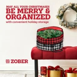 Zober Rolling Upright Christmas Tree Storage Bag - 7.5 Ft Tall Christmas Tree Storage Box For Assembled Trees Up To 7.5 Feet - 600D Fabric - Carry Handles For Easy Transport - Red -Songmics Furniture Shop 51P5BqpFaEL