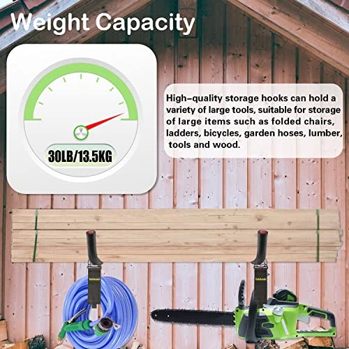 Tahikem 6 Set Garage Hooks Wall Mount, 7 Inch Large Wall Hook, Utility Storage Hook, Extension Cord Hanger, Heavy Duty Garage Hooks, Wall Hooks For Hanging Ladder Mowers Cable Bracket - Black J Hooks 4 Tahikem 6 Set Garage Hooks Wall Mount, 7 Inch Large Wall Hook, Utility Storage Hook, Extension Cord Hanger, Heavy Duty Garage Hooks, Wall Hooks For Hanging Ladder Mowers Cable Bracket - Black J Hooks - Image 4