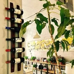 CBYJK Wall Mounted Wine Rack Wooden, Rustic Barrel Stave Wine Rack, Wooden Wine Bottle Holder Rack, Wood Wine Shelf, Imported Pine Wood And Metal - 6 Bottles 40x7.6inch -Songmics Furniture Shop 51P7yA0wqVL