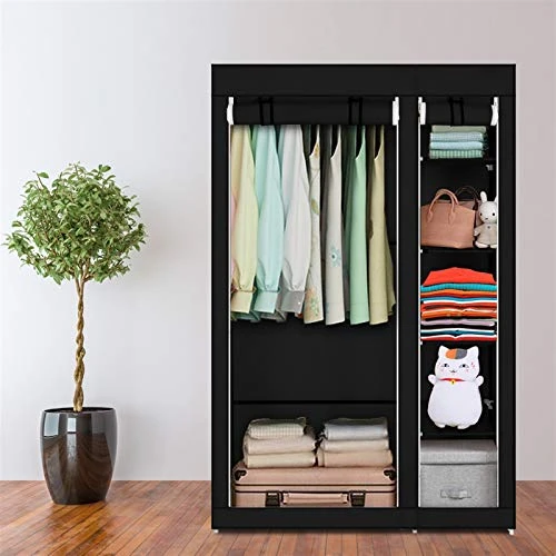 Savins 67" Portable Clothes Closet Wardrobe With Non-Woven Fabric And Hanging Rod Quick And Easy To Assemble Black 5 Savins 67" Portable Clothes Closet Wardrobe With Non-Woven Fabric And Hanging Rod Quick And Easy To Assemble Black - Image 5