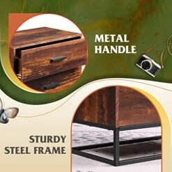 WLIVE Dresser For Bedroom With 4 Drawers, Chest Of Drawers, Tall Dresser Drawers With Sturdy Metal Frame For Nursery, Hallway, Living Room, Closet, Brown Oak -Songmics Furniture Shop 51PLvd2WssL