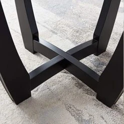 BAXMUY Dining Room Table, 48” Clear Tempered Glass Round Dining Table, With Solid Wood Base Dining Table, 31" High Modern Round Kitchen Table -Songmics Furniture Shop 51PZ5JvuJPL