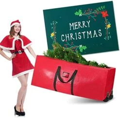 Christmas Tree Storage Bag 9 Foot Tree - Christmas Tree Storage Box | With Wheels And Handles For Tear Proof PE Material, Waterproof And Dust Proof Two Metal Zippers Storage Tote. (Green,9Ft) -Songmics Furniture Shop 51PcWu7c3JL. AC 1