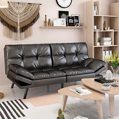 WOod-it Futon Sofa Bed, Memory Foam Foldable Couch Convertible Loveseat Sleeper Daybed With Adjustable Armrests For Small Space, Studio, Office, Apartment, Compact Living Room, Dark Gray 6 WOod-it Futon Sofa Bed, Memory Foam Foldable Couch Convertible Loveseat Sleeper Daybed With Adjustable Armrests For Small Space, Studio, Office, Apartment, Compact Living Room, Dark Gray - Image 6