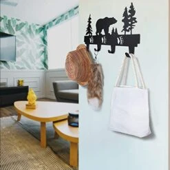 CoolPlus Coat Hooks Wall Mounted Entryway Dog Leash And Key Holder Clothes Hat Rack And Backpack Hanger Cabin Decor Metal Mural Art Bear Pattern Black Finish -Songmics Furniture Shop 51PnHOGkT1L
