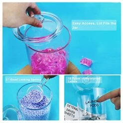 Acrylic Laundry Room Organization Jars, 4 Pcs Laundry Containers For Organizing With 2 Scoops & Labels, Clear Laundry Jars For Detergent Powder, Dryer Balls,Pods, Scent Boosters, Laundry Room Storage -Songmics Furniture Shop 51PndbVvrzL
