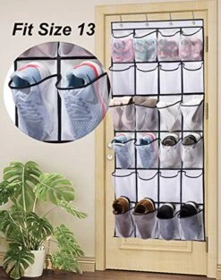 KIMBORA 2 Pack Over The Door Shoe Organizer 24 Large Mesh Pockets Hanging Shoe Holder Rack For Closet (white) 8 KIMBORA 2 Pack Over The Door Shoe Organizer 24 Large Mesh Pockets Hanging Shoe Holder Rack For Closet (white) -Songmics Furniture Shop 51Pr7KI54vL