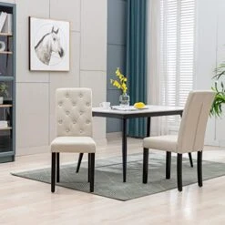 CRECQ Fabric Dining Chairs,Modern Tufted Solid Wood Padded Parsons Chair For Dining Room Set Of 6(Cream) 17 CRECQ Fabric Dining Chairs,Modern Tufted Solid Wood Padded Parsons Chair For Dining Room Set Of 6(Cream) -Songmics Furniture Shop 51PwhG2bRyL