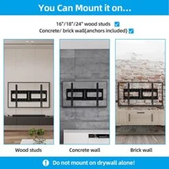 HOME VISION Fixed TV Wall Mount, Low Profile TV Mount For Most 32-75 Inch TVs, TV Wall Mount Bracket Max VESA 600X400mm Up To 165lbs Fits 16”-18”-24” Wood Studs, Quick Release Lock -Songmics Furniture Shop 51PyOk3sPcL