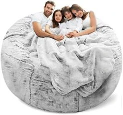 LapEasy Giant Bean Bag Chair Cover(Cover Only,No Filler),Oversized Round Soft Fluffy PV Velvet Washable Lazy Sofa Bean Bag Bed Cover For Adults, Living Room Bedroom Furniture Outside Cover(Drak Grey) -Songmics Furniture Shop 51PycKSkUIL. AC