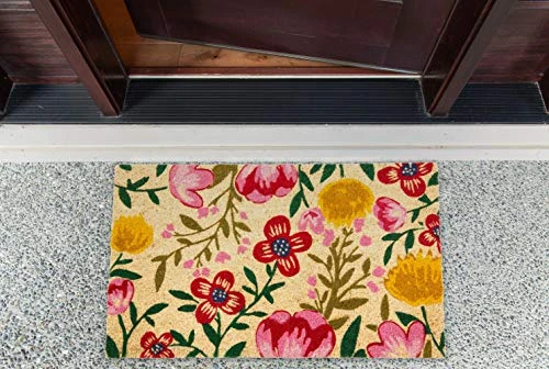 DII Floral Design Collection Natural Coir Doormat, 17x29, Bright Blossom 1 DII Floral Design Collection Natural Coir Doormat, 17x29, Bright Blossom
