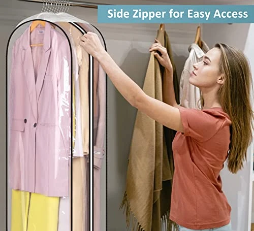 AOODA 10" Gusseted Dress Bags For Gowns Long, 60" All Clear Garment Bags For Hanging Clothes Storage, Large Hanging Clothing Bag For Closet Dress Cover For Coats (3 Packs) 5 AOODA 10" Gusseted Dress Bags For Gowns Long, 60" All Clear Garment Bags For Hanging Clothes Storage, Large Hanging Clothing Bag For Closet Dress Cover For Coats (3 Packs) - Image 5