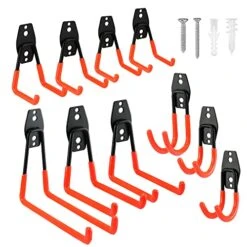 ValueMax Garage Hooks, Heavy Duty Tool Organizer Wall Mount, Steel Tool Holders Rack Organization For Storage, Utility Hooks And Hangers For Garden, Tools, Ski, Bike, Ladders(10 Pack)