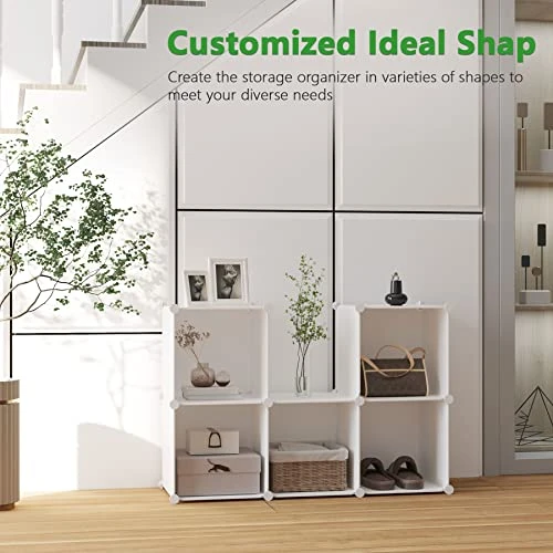 C&AHOME Cube Storage Organizer, 6-Cube Shelves Units, Closet Cabinet, DIY Plastic Modular Book Shelf, Ideal For Bedroom, Living Room, Office, 36.6" L X 12.4" W X 36.6" H Milky UPCS06M 4 C&AHOME Cube Storage Organizer, 6-Cube Shelves Units, Closet Cabinet, DIY Plastic Modular Book Shelf, Ideal For Bedroom, Living Room, Office, 36.6" L X 12.4" W X 36.6" H Milky UPCS06M - Image 4