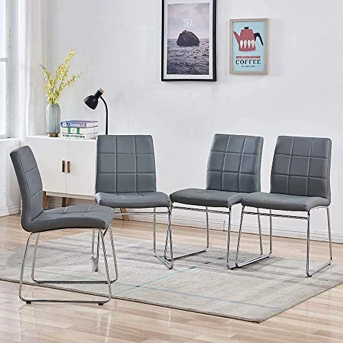 WENYU 5 Pieces Glass Dining Table Set, Round Kitchen Table With Clear Tempered Glass Top, Modern Dining Table And Chairs Set For 4 Person (Table + 4 Gray Chairs) 1 WENYU 5 Pieces Glass Dining Table Set, Round Kitchen Table With Clear Tempered Glass Top, Modern Dining Table And Chairs Set For 4 Person (Table + 4 Gray Chairs)