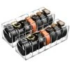 AFOROEOA 2Pack Belt Organizer, Acrylic Belt Storage Holder 7 Compartments Clear Belt Display Case Belt Container Holder For The Closet Drawer Bow Tie Watch Jewelry Bracelets Ring Cosmetic