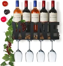 SODUKU Wall Mounted Metal Wine Rack 4 Long Stem Glass Holder & Wine Cork Storage Wine 13 SODUKU Wall Mounted Metal Wine Rack 4 Long Stem Glass Holder & Wine Cork Storage Wine -Songmics Furniture Shop 51QV9v4fzsL. AC