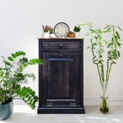 Peaceful Classics Trash Bin Cabinet - Handmade Hideaway Cabinet For Trash Cans - Decorative Bathroom Trash Can, Office Trash Can, And Bedroom Trash Can - Wooden Tilt Out Trash Bin (Mocha) -Songmics Furniture Shop 51QWKUZzoxL