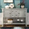 ZSQ Buffet Table, Cambridge Series Sideboard Table With Bottom Shelf, Console Table Dining Room Server, Entry Table Buffet Cabinet Sofa Table (Grey)