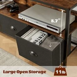 PRAISUN Dresser TV Stand With Storage, Wide Dresser For Bedroom, Entertainment Center For 55 Inch TV, TV Stand With Drawers For Living Room, Chest, Closets And Nursery - Black And Rustic Brown -Songmics Furniture Shop 51Qd2zRai5L