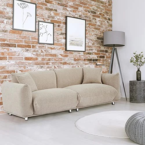 Funkeen Mid Century Modern Sofa Couch Furniture Comfy Lambs Wool Fabric 3 Seat Loveseat Sofa Small Modular Sectional Couch For Living Room Bedroom Apartment Office Small Spaces - Camel 7 Funkeen Mid Century Modern Sofa Couch Furniture Comfy Lambs Wool Fabric 3 Seat Loveseat Sofa Small Modular Sectional Couch For Living Room Bedroom Apartment Office Small Spaces - Camel - Image 7