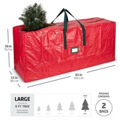 Zober 2-Pack Artificial Extra Large Christmas Tree Storage Bag - Fits Up To 9-Foot Holiday Xmas Disassembled Trees With Durable Reinforced Handles & Dual Zipper - Waterproof Material Protects From Dust, Moisture & Insects (Red) -Songmics Furniture Shop 51Qe5ooB5GL