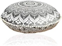 Rajasthaniartdecor Round Pouf Cover Cushion Cotton With Pom Meditetion Seating For Living Dorm Room Color Size 32 Inch Inches (Cover Only) (Blue Gold), RADC003-V, Inches(80 Cm) 23 Rajasthaniartdecor Round Pouf Cover Cushion Cotton With Pom Meditetion Seating For Living Dorm Room Color Size 32 Inch Inches (Cover Only) (Blue Gold), RADC003-V, Inches(80 Cm) -Songmics Furniture Shop 51QeMVmj0iL. AC