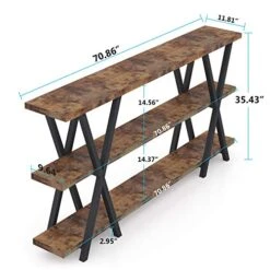 Tribesigns Sofa Table, 70.9 Inch 3 Tier Extra Long Console Table With Storage Shelves For Entryway Living Room, Rustic Brown Black 9 Tribesigns Sofa Table, 70.9 Inch 3 Tier Extra Long Console Table With Storage Shelves For Entryway Living Room, Rustic Brown Black -Songmics Furniture Shop 51QezA16ohL