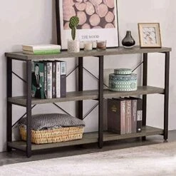 GRELO HOME Foyer Tables For Entryway, Rustic Narrow Console Table For Living Room, 3-Tier Industrial Sofa Table, 39 Inch Gray Oak -Songmics Furniture Shop 51QfmzWBZ2L. AC