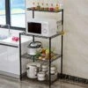 Fauzan_ruo 3 Tier Microwave Stand Kitchen Storage Rack Shelf Bakers Spice Metal Shelves