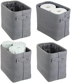 MDesign Narrow Fabric Storage Bin Basket With Handles For Bathroom Closet, Vanity, Cabinet, Cubby, Countertop, Tall Slim Baskets For Towels, Toilet Tissue, Crane Collection, 4 Pack - Cream 16 MDesign Narrow Fabric Storage Bin Basket With Handles For Bathroom Closet, Vanity, Cabinet, Cubby, Countertop, Tall Slim Baskets For Towels, Toilet Tissue, Crane Collection, 4 Pack - Cream -Songmics Furniture Shop 51Ql4l3EPL. AC